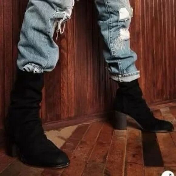 Free People Ellie Block Heel Boot Black Suede US 7 - Picture 11 of 14